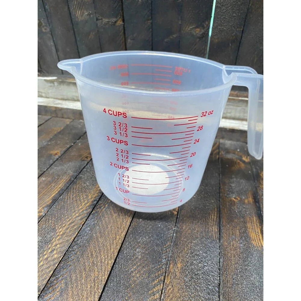 4-Cup Plastic Measuring Cup With Handle Metric & Standard L, ml, oz, Cups